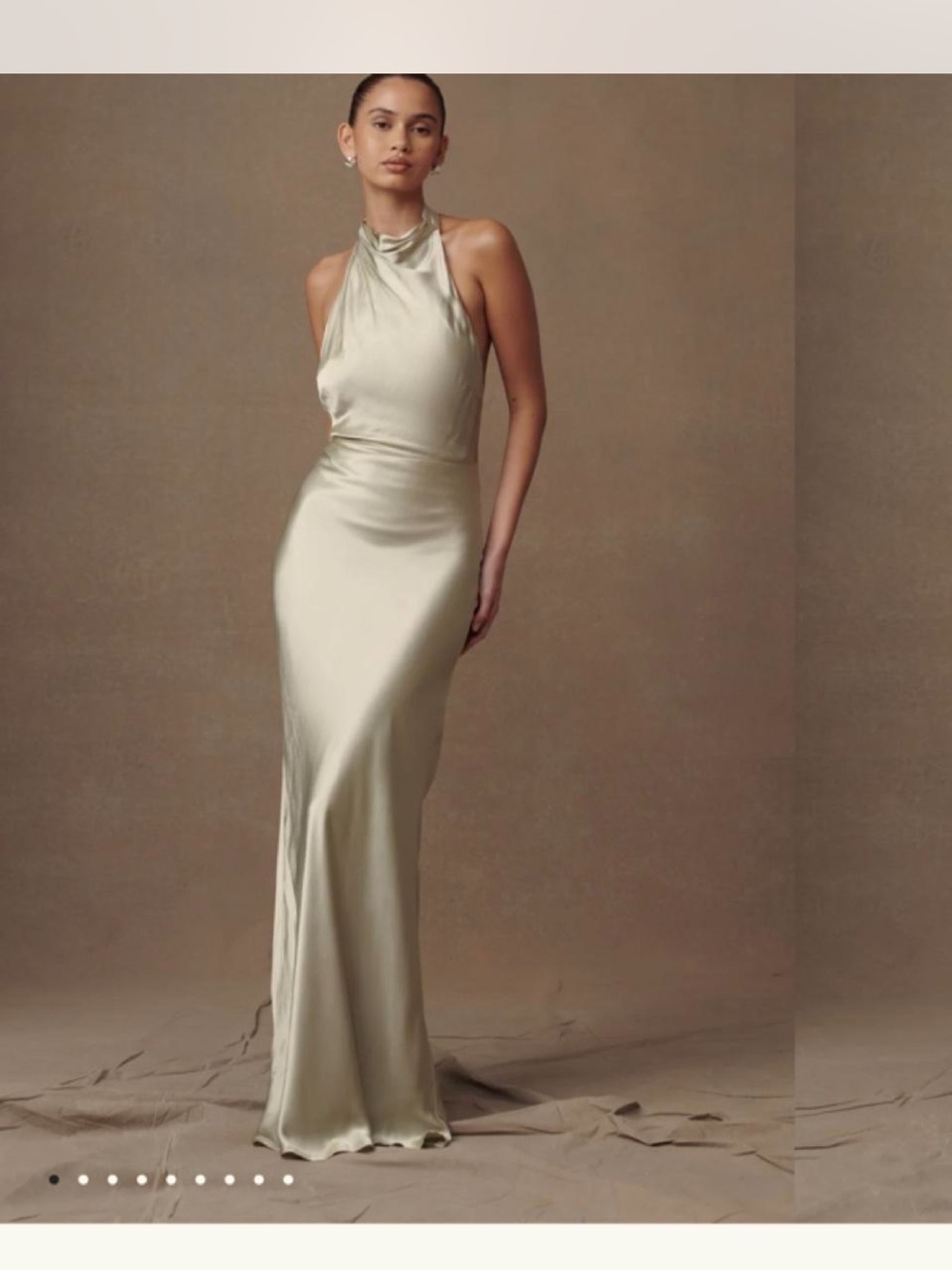 Meshki Halter Satin Maxi Dress in Champagne